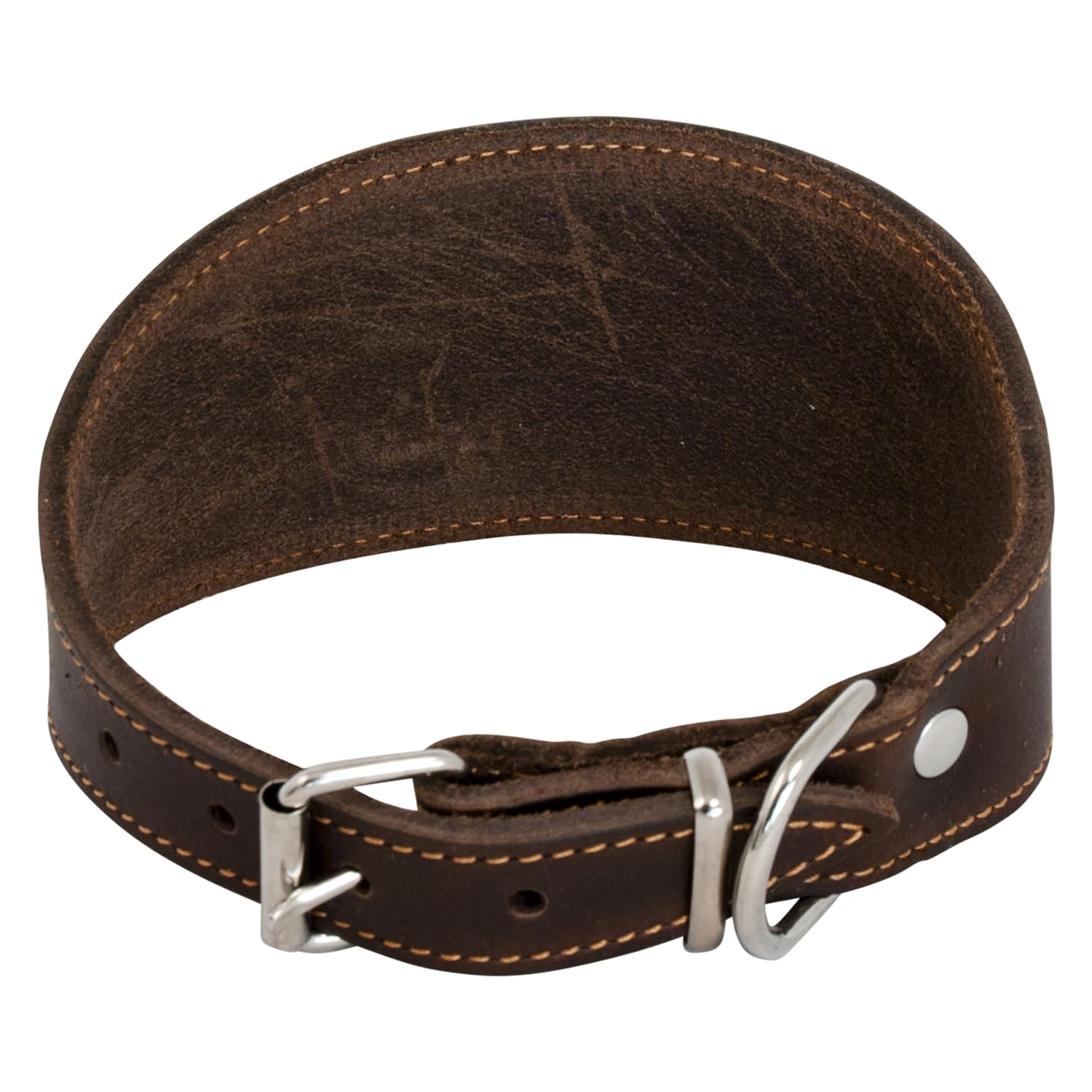 JACK AND VANILLA, Greyhound Dog Collar, Greasy Leather, Brown, Size 37 cm