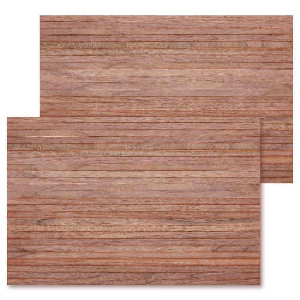 OLYCRAFT 2Pcs Miniature Flooring and Wallpaper Brown Minihouse Wood Floorboard 17x11 Inch Mini House Flooring Decoration Mini Self Adhesive Floor