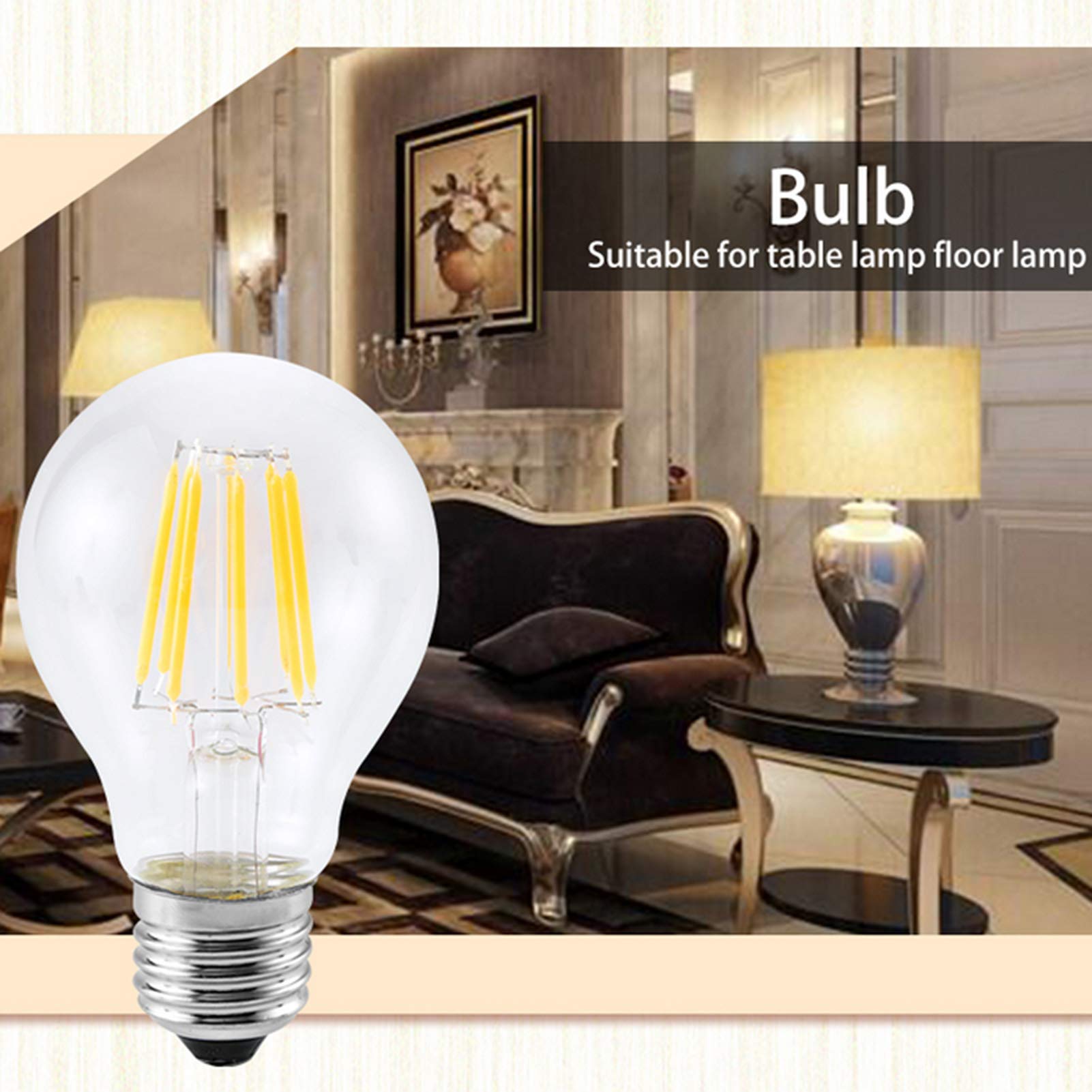 Lampadine a candelabro LED E27 6w G45 Lampadine a filamento LED decorative 360 gradi; Confezione 6 lampadine a risparmio energetico con angolo fascio