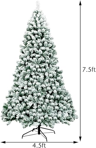Miniatura 2 de COSTWAY Árbol de Navidad artificial con bisagras de alta calidad preiluminado de 7.5 pies con 550 luces