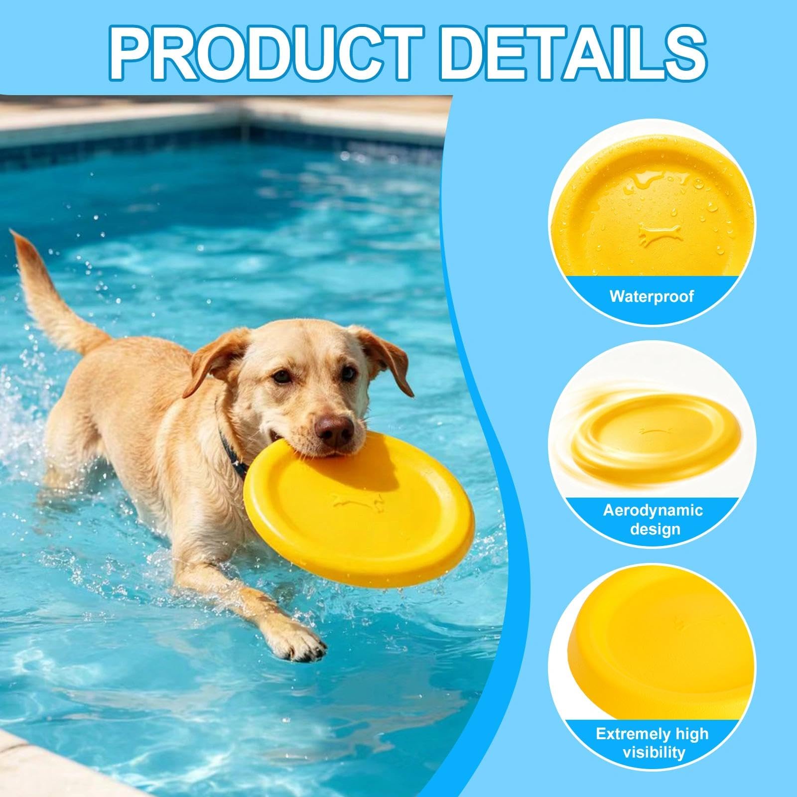frisbee, 23 cm, frisbee, tarcza do rzucania dla psa, zabawka aportująca, lekka, wytrzymała, pływająca, odporna na ugryzienia, do treningu psów, dużych psów w parku, nad jeziorem, w ogrodzie