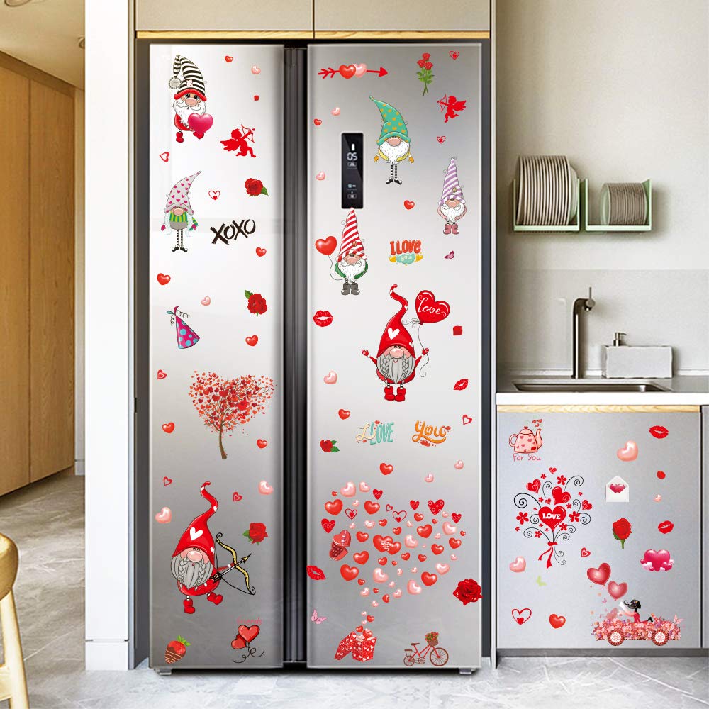 Vensterstickers, 149 Valentijnsdag Kerst Venster Kleedt Herbruikbare PVC Vensterstickers met Liefde Hart Kiss Kaboute, Dubbelzijdige Venster Stickers Vellen voor Glazen Venster Home Party Valentine Decoraties