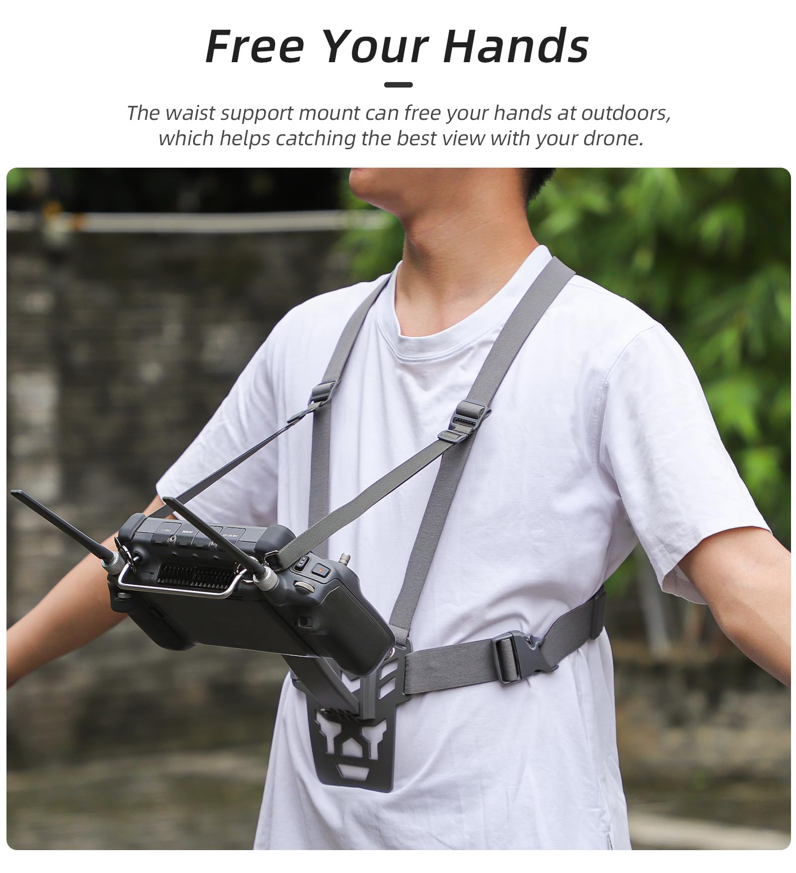 Support Ergonomique pour DJI RC Plus Support Réglable pour Télécommande de Drone Support de Veste Support Ventral Sangle de Poitrine Accessoire