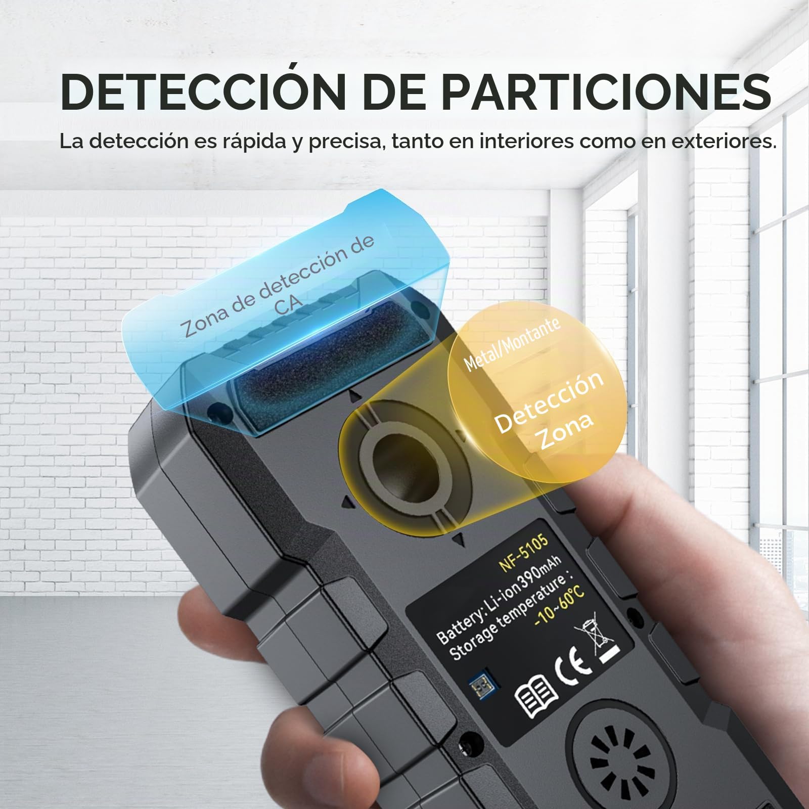 Buscador de pernos para paredes, escáner de pared recargable con chip inteligente mejorado para pernos de madera, metal, cables de CA, vigas, tuberías, compatible con pantalla LCD HD y voz