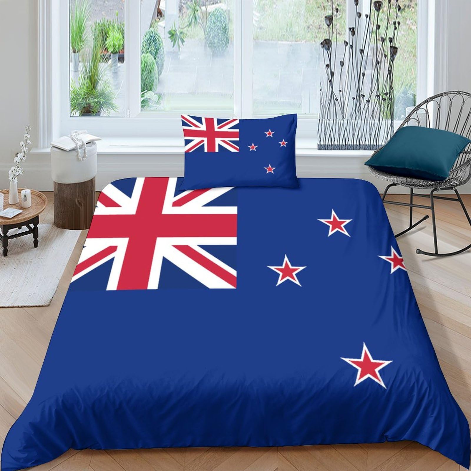 AAHARYA Flag of New Zealand Bedding Set,3D National Flag Duvet Cover Sets,Soft Microfiber Quilt Cover,Hidden Zipper, with Pillow Case Single(135x200cm) — image 1