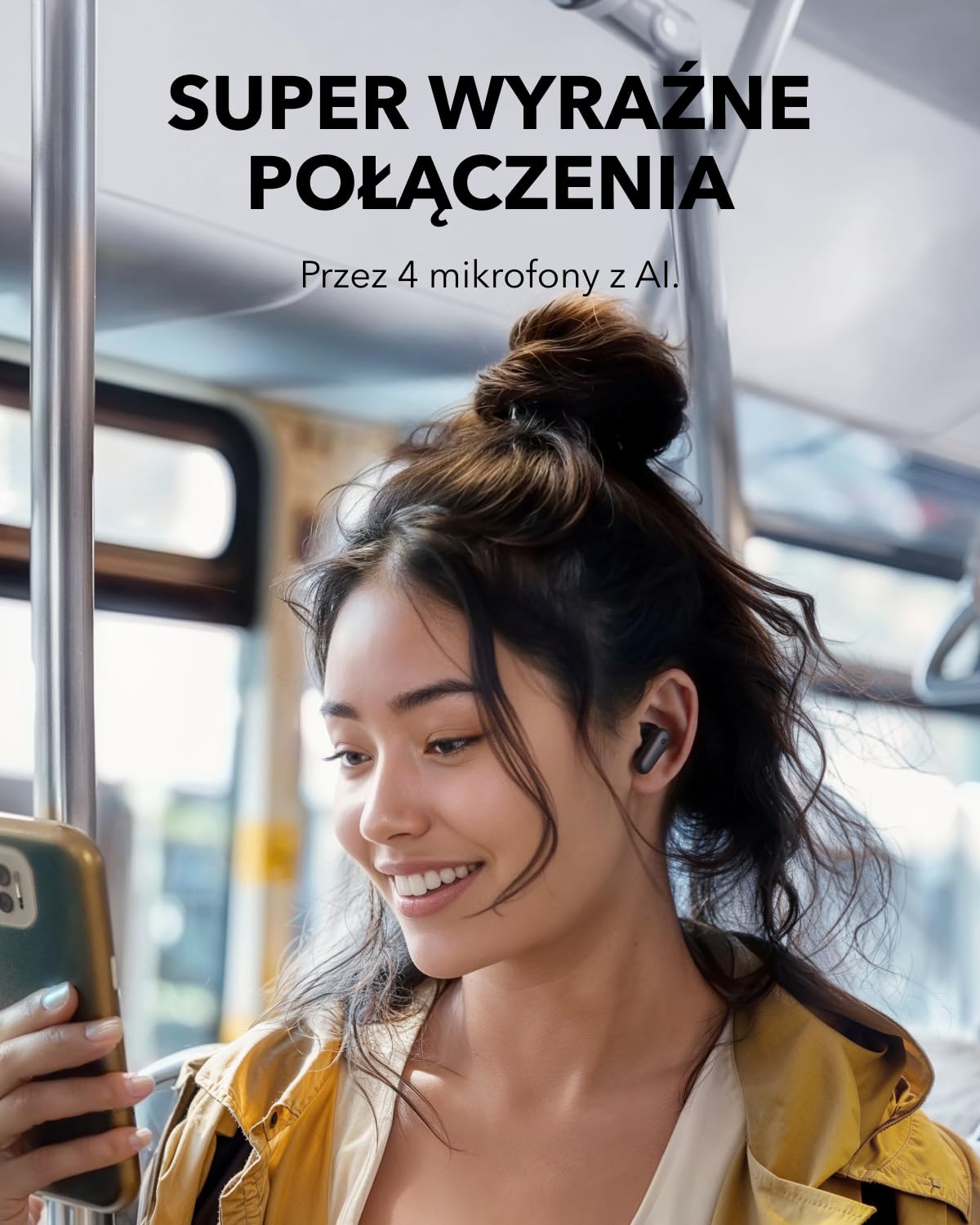 Soundcore Anker P30i bezprzewodowe słuchawki douszne z głośną i inteligentną redukcją szumów, potężny bas, 45 godzin odtwarzania, etui i uchwyt do smartfona 2 w 1, IP54, Bluetooth 5.4 (czarny)