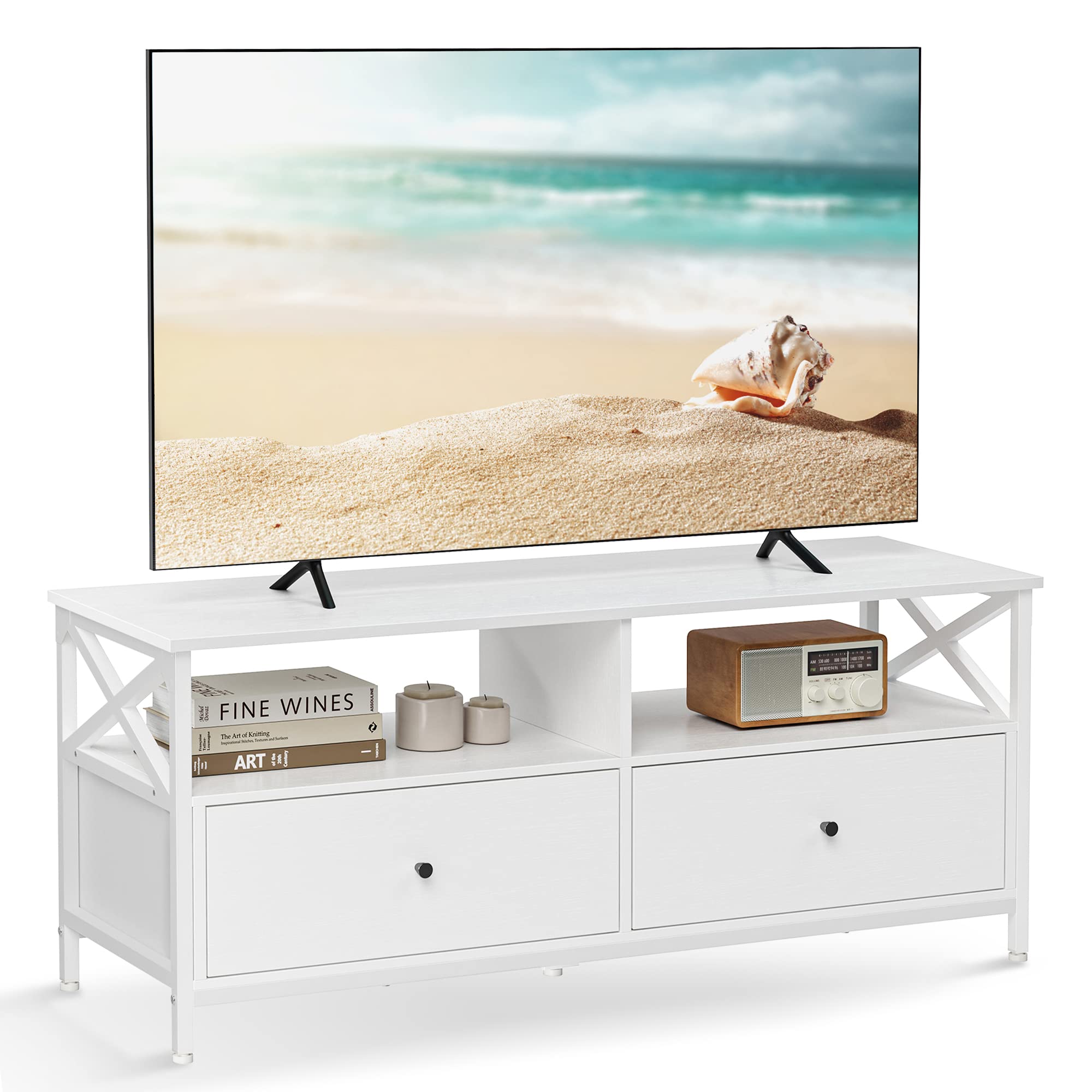 Mobile TV VASAGLE 120cm - Tavolino Per TV Fino 55", 2 Cassetti, Stile Industriale, Marrone E Nero - Foto 10