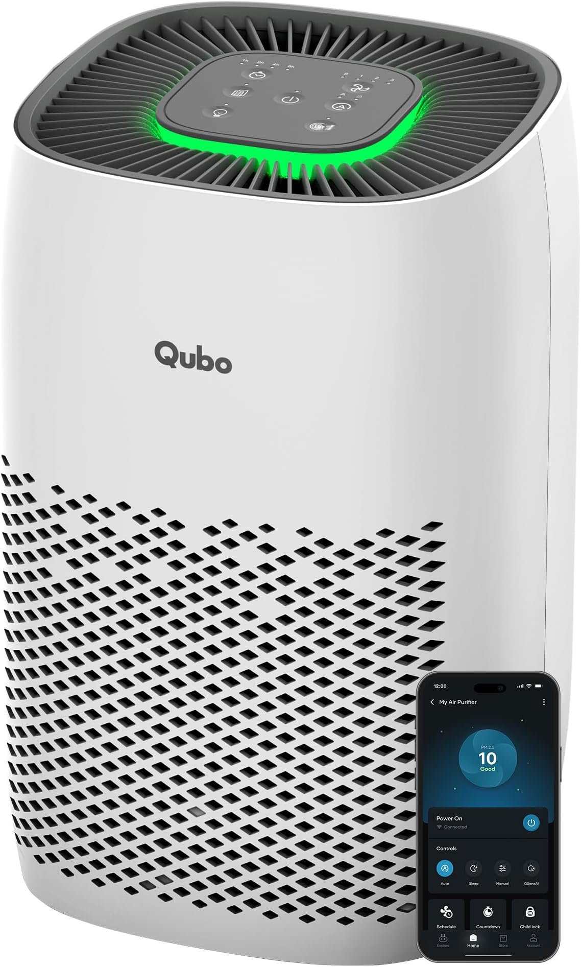 Qubo Q200 Smart Air Purifier for bedroom by Hero Group| Up to 200 SqFt| True HEPA H13|Removes 99.99% Dust, Allergens, Smoke, Virus & PM2.5|150 m³/h CADR|5-Stage Filter|App Control|9000 Hrs Filter Life