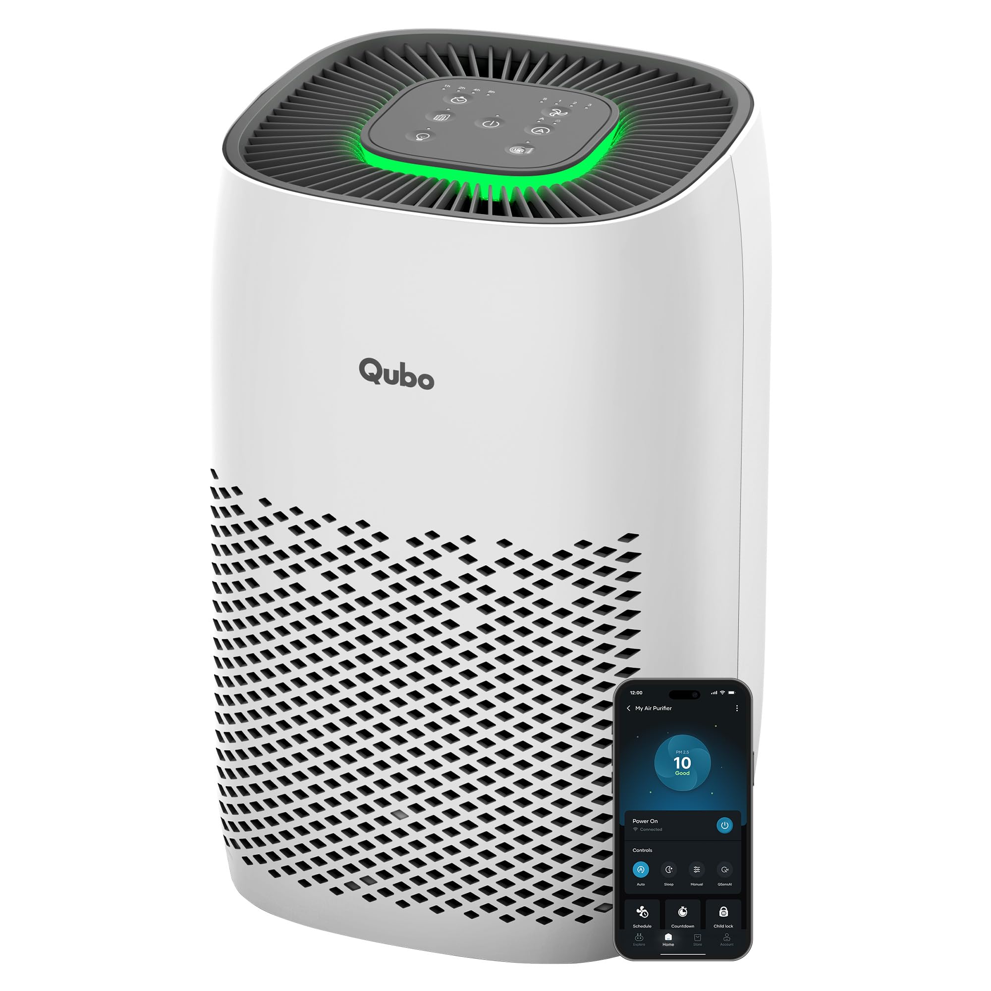 Qubo Q200 Smart Air Purifier for bedroom by Hero Group| Up to 200 SqFt| True HEPA H13|Removes 99.99% Dust, Allergens, Smoke, Virus & PM2.5|150 m³/h CADR|5-Stage Filter|App Control|9000 Hrs Filter Life