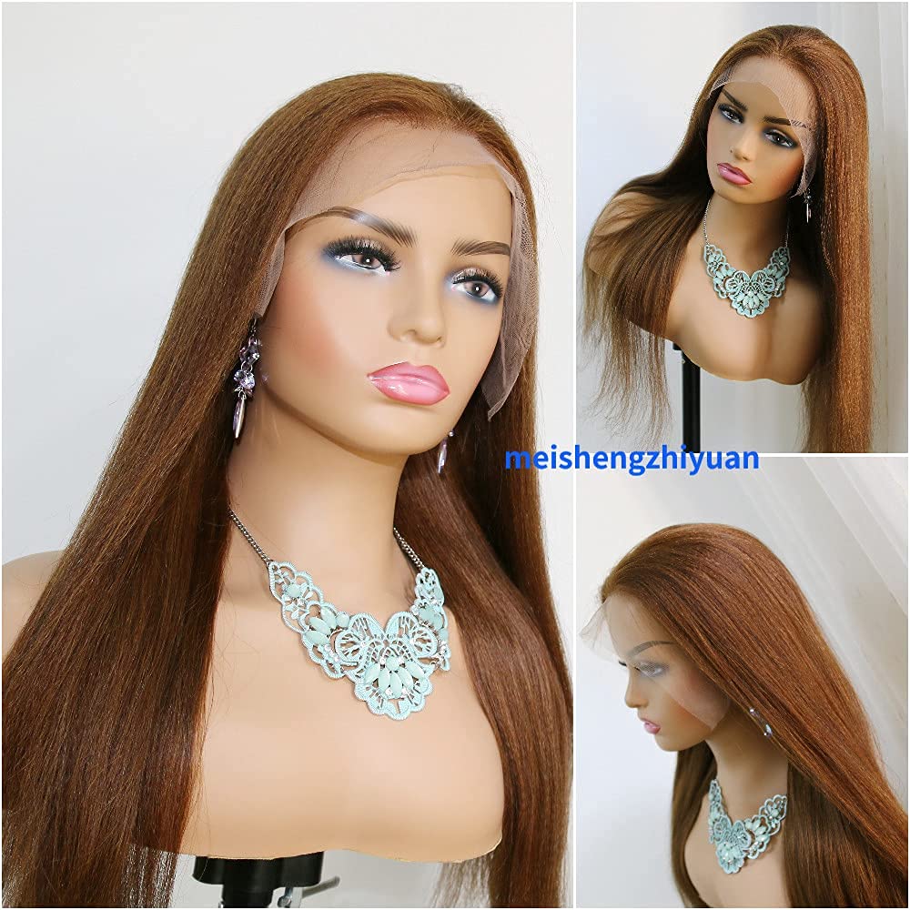Amazon.com : Yaki Straight Dark Brown Transparent Lace Front  display picture 1