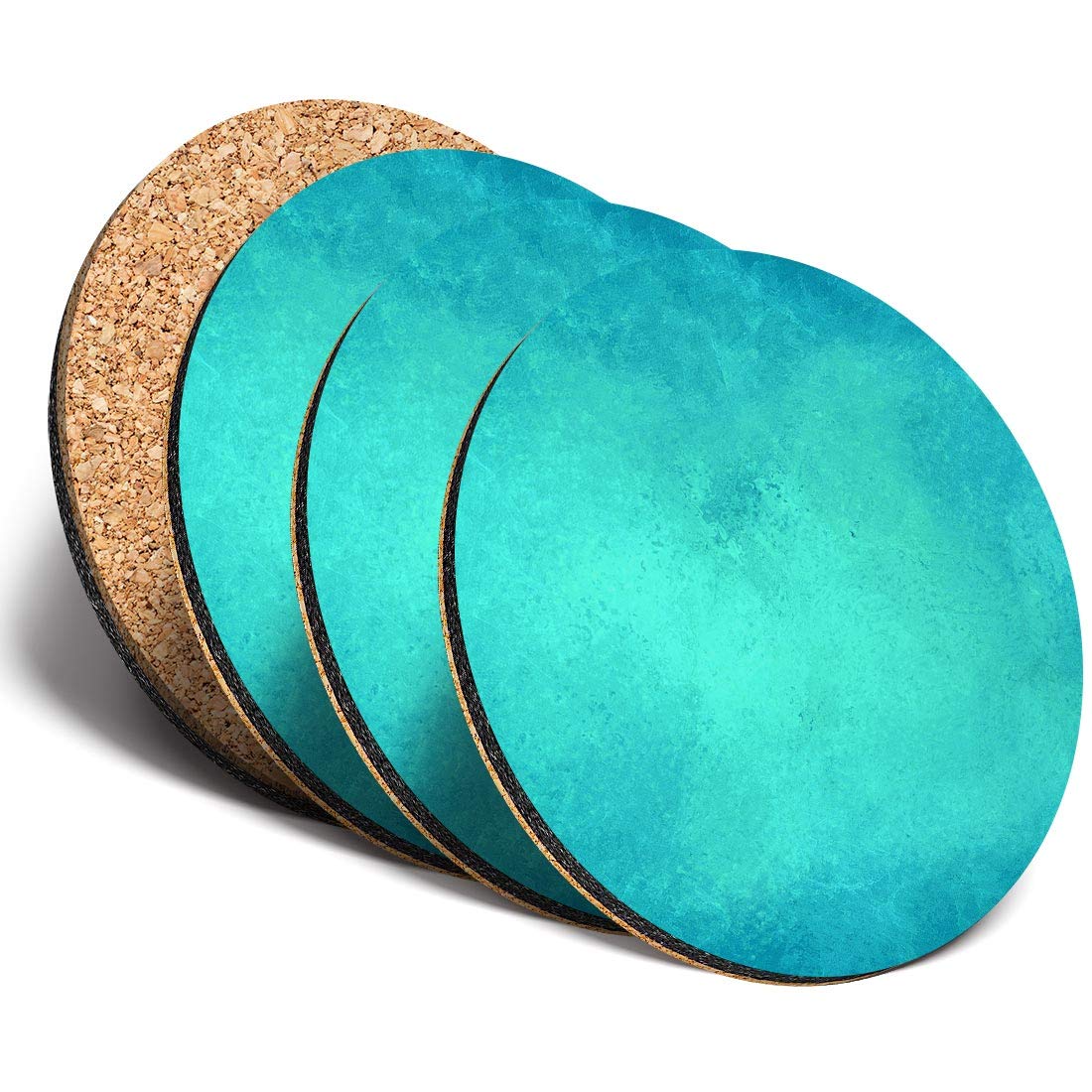 Destination Vinyl Ltd Multicolor Great Coasters (Set Of 4) Round - Rustic Aqua Drink Glossy Coasters/Tabletop Protection For Any Table Type #15026