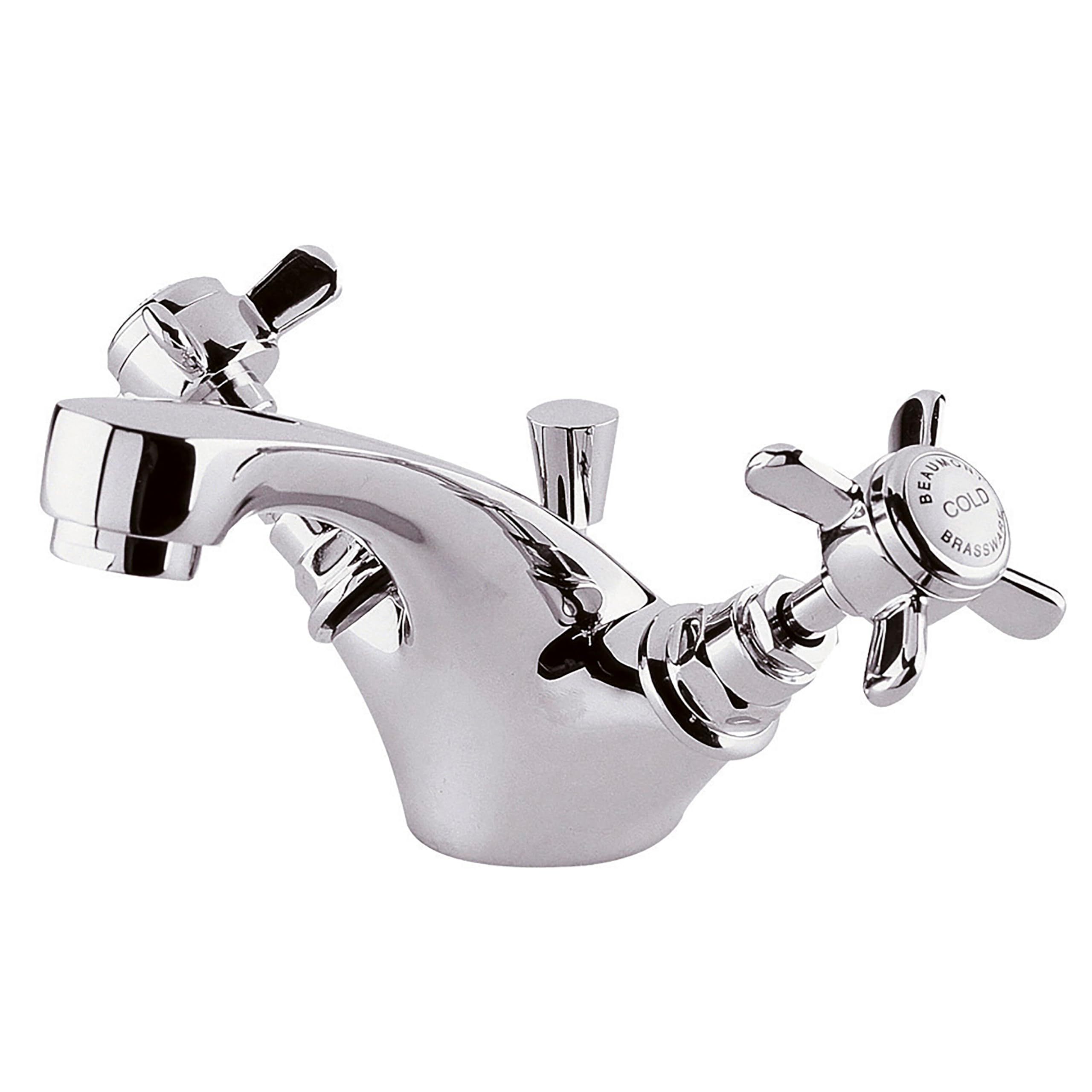 Balterley Traditional Crosshead Mono Basin Tap - Chrome Finish - Pop Up Waste Included