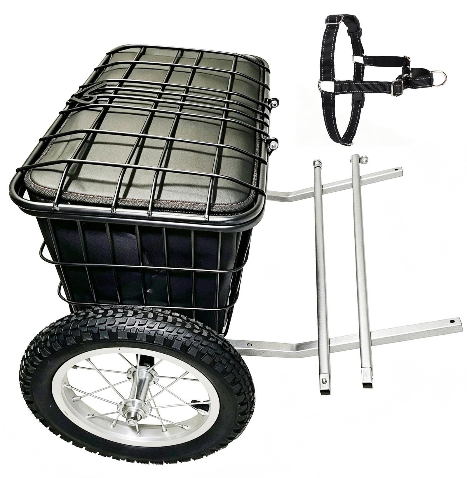 Carrito de tiro resistente para perros con arnés y ruedas de 12 pulgadas