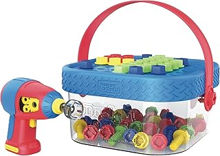 Educational Insights Design & Drill Bolt-It Bucket, Portable, Travel Friendly Drill Toy Set, 56 Piece Set, Perfect for Boys & Girls Ages 3+