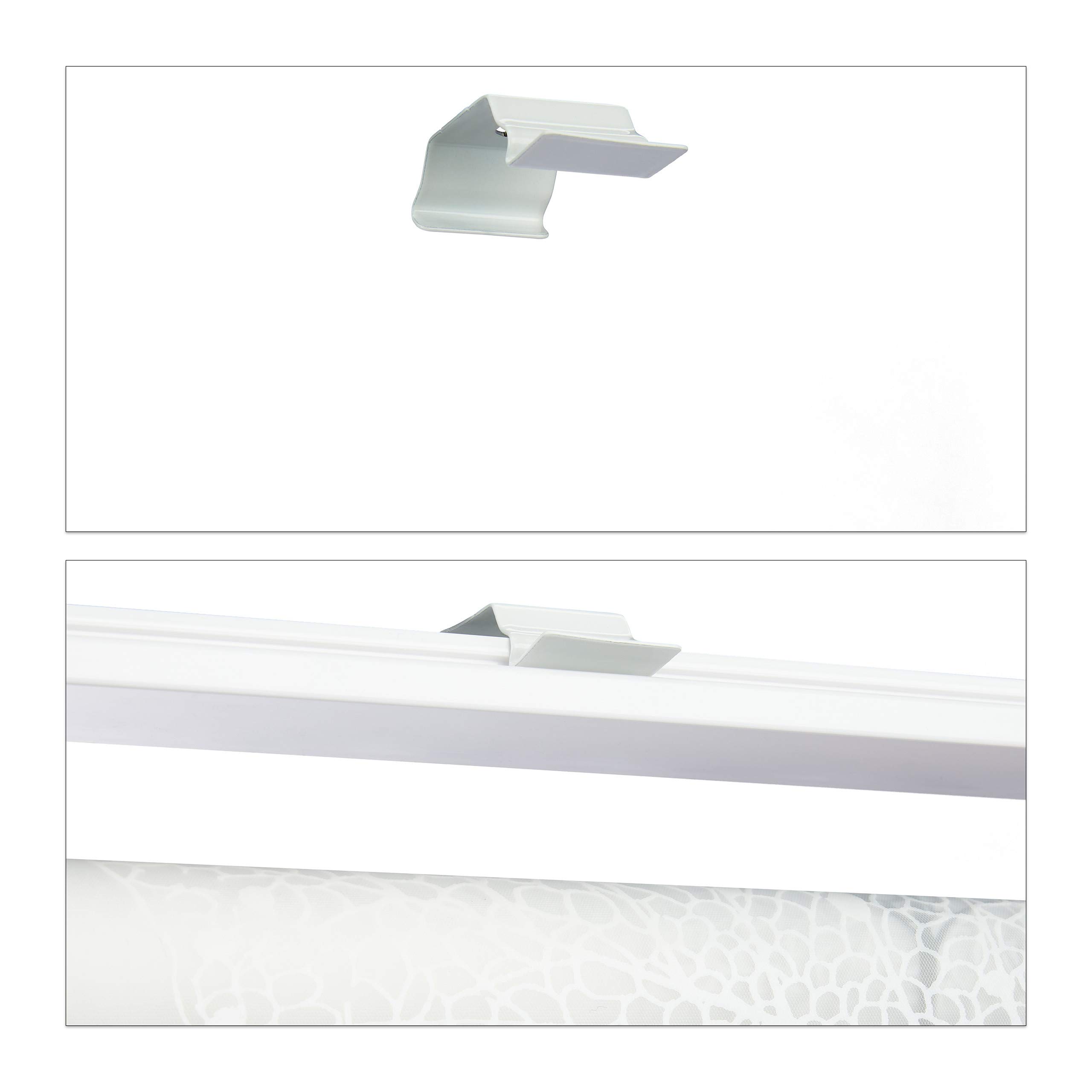Relaxdays Cortina Enrollable Ducha Estampado de Hojas, Cortina Bañera 160x240cm, Sujeción Techo/Ventana, Blanco y Negro