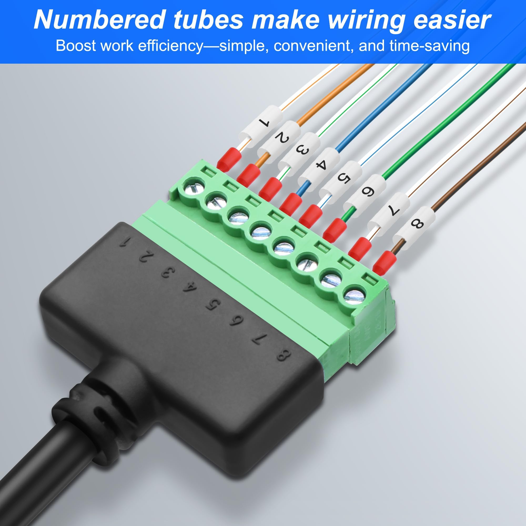 XMSJSIY Cavo di estensione Ethernet da RJ45 a 8 pin RS232/485 Serial Bare Wire End RJ45 a 8P8C con morsettiera contrassegnata – 1M/3.2FT (femmina)