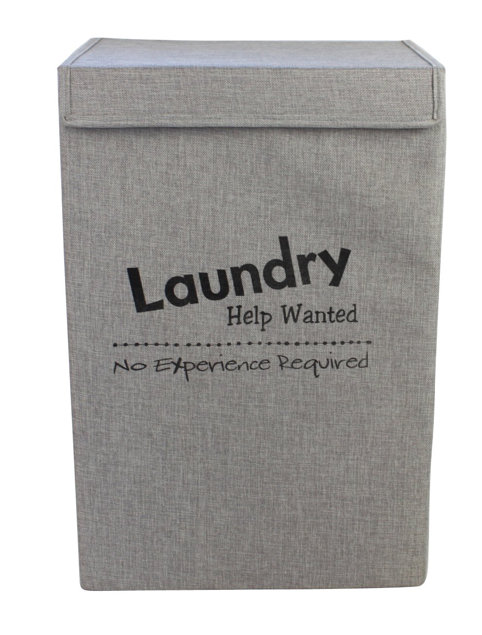 Folding Lidded Grey Help Wanted Clothes Laundry Wash Basket Hamper Box
