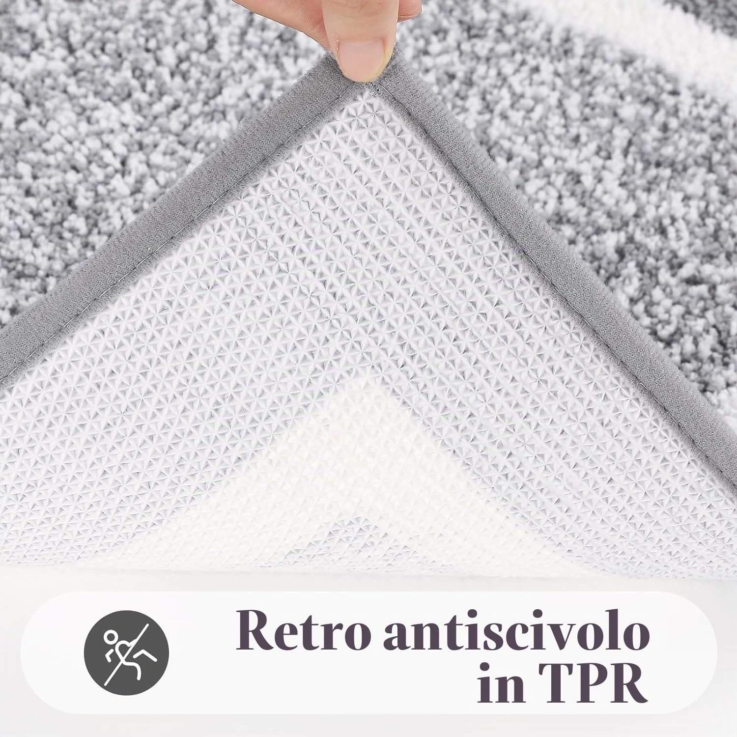 Pauwer Tappeto Bagno 3 pezzi, Morbido Tappeto Doccia Super Assorbente, Tappetino Bagno Antiscivolo, Lavabile in Lavatrice, Peloso Tappetino Doccia in Microfibra, a Forma di U, Tappetini Bagno per Wc