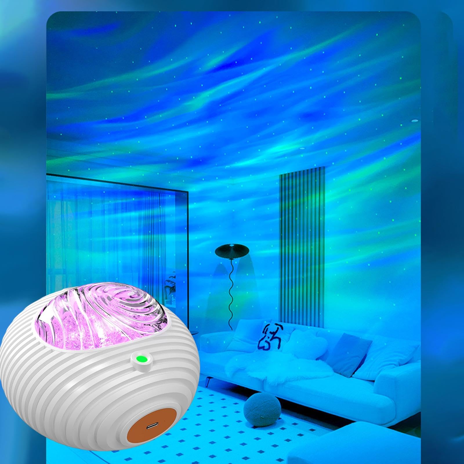Star Proyector Lámpara Nocturna Altavoz Bluetooth para Música Integrada Efectos de Luz Ajustables por Control Remoto Temporizador Configurable, Recargable, Individual