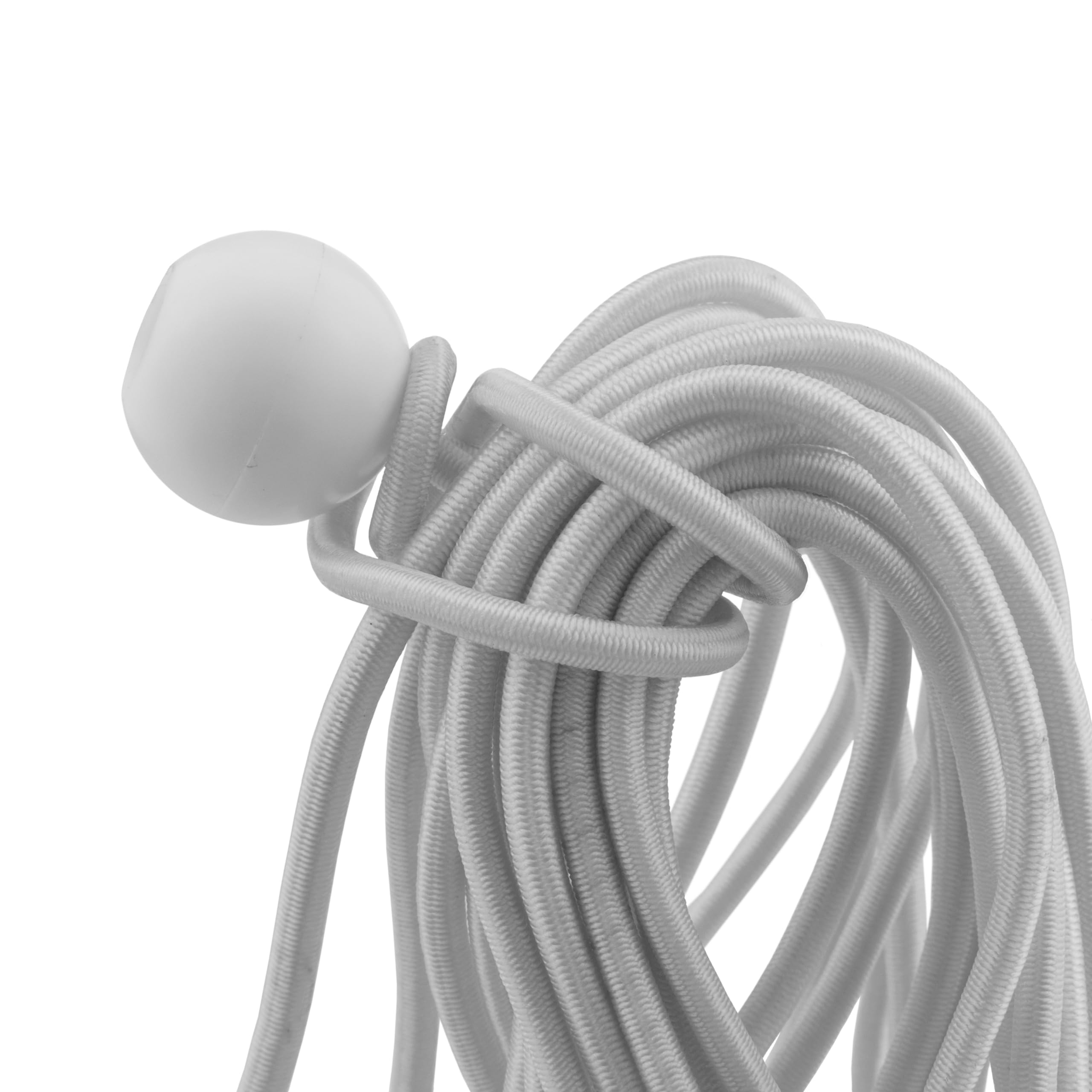 white elasticated stretchy bungee ball for marquee toggles,tie down straps for tarpaulins,luggage garden and indoors Pack of ((80 x 6")