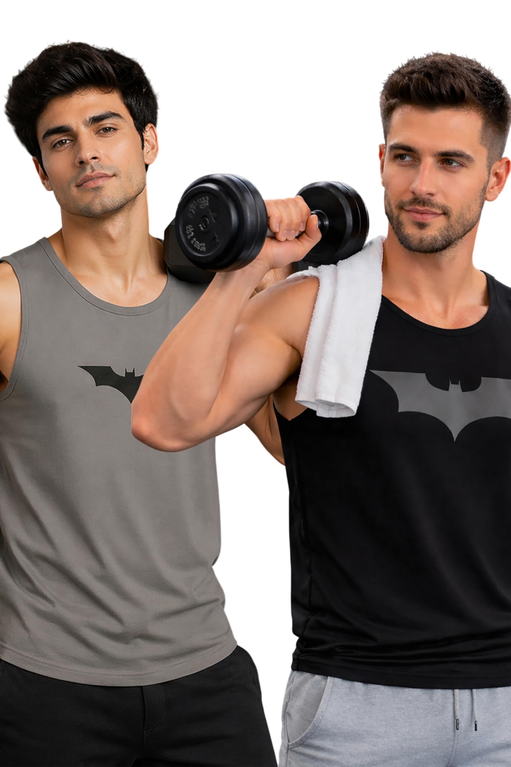 Polyester Letter Printed Vest for Men - Pack of 2 - Black & Grey | Round Neck | Sleeveless | Regular Fit | Summer & Gym Wear Tank Top for Men-image-49