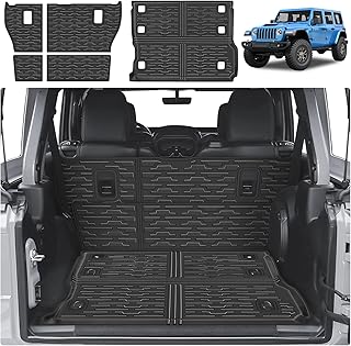 Cargo Liner for 2018-2023 Jeep Wrangler JL 4 Door, Cargo Mat with Backrest Mat, Back Seat Protector Trunk Mat for Wrangler JL Unlimited 4X4 with Subwoofer(Not Fit for 4XE, Cargo Mat+ Backrest Mat)