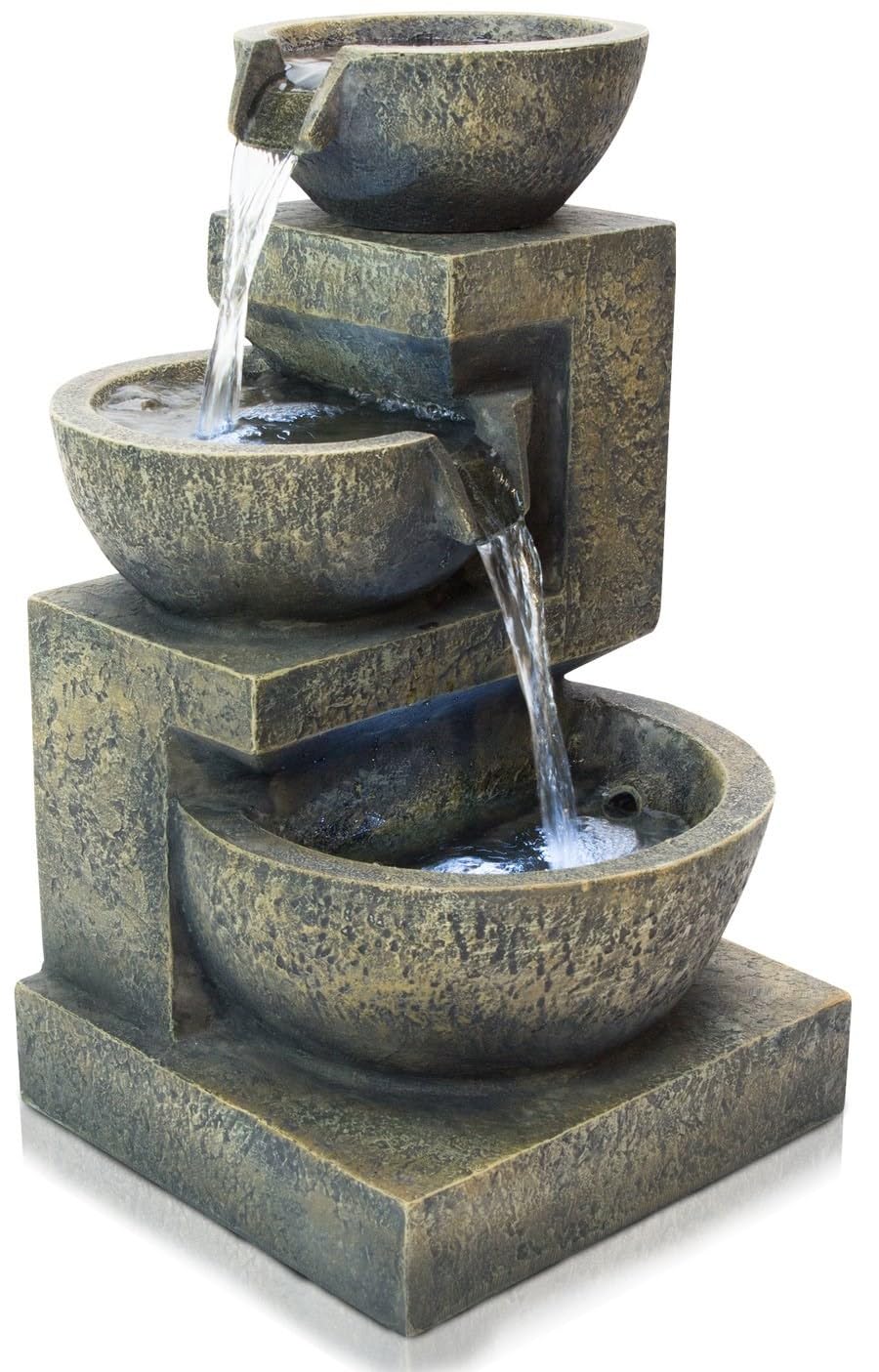 Primrose Natural Kendal 3-Tier Cascading Water Feature With Lights 48Cm