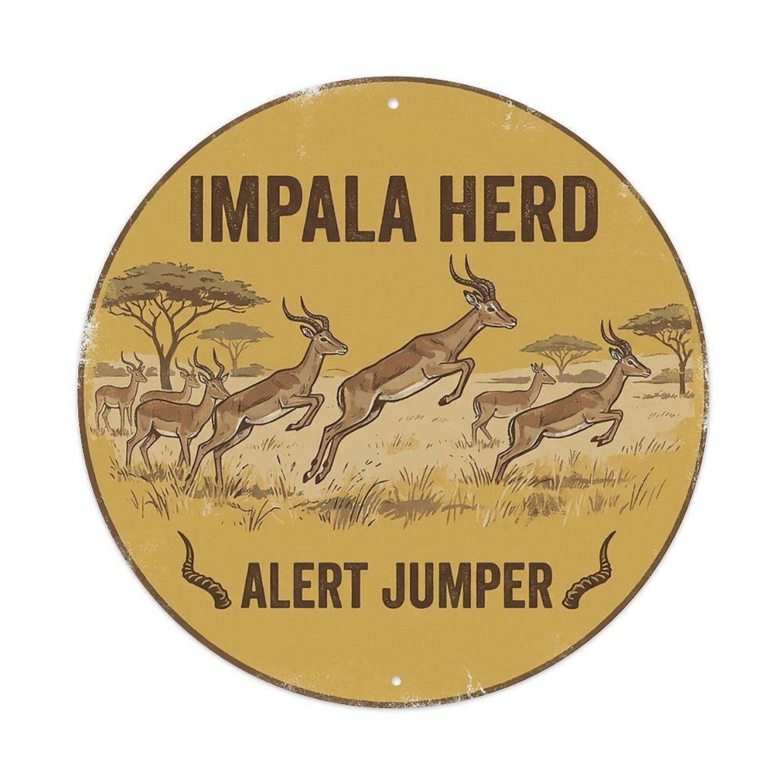 Cxhjca 8X8inch(20X20cm) Impala Herd Alert Jumper Metal Tin Sign