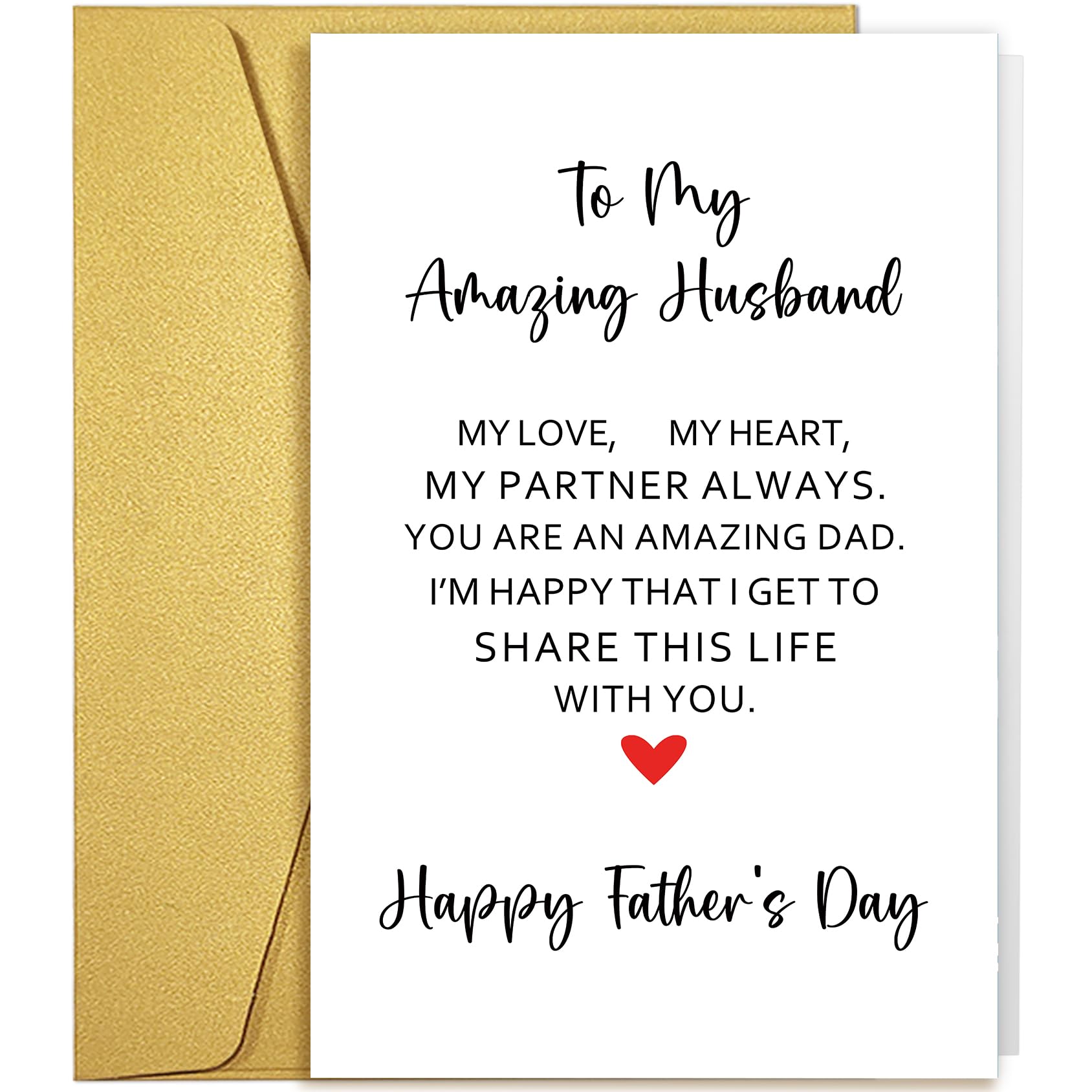 Qiliji Husband Father's Day Card Gift from Wife, Romantic Fathers Day Card for Husband, Happy Father's Day Cards from Wife, I'm Happy That I Get To