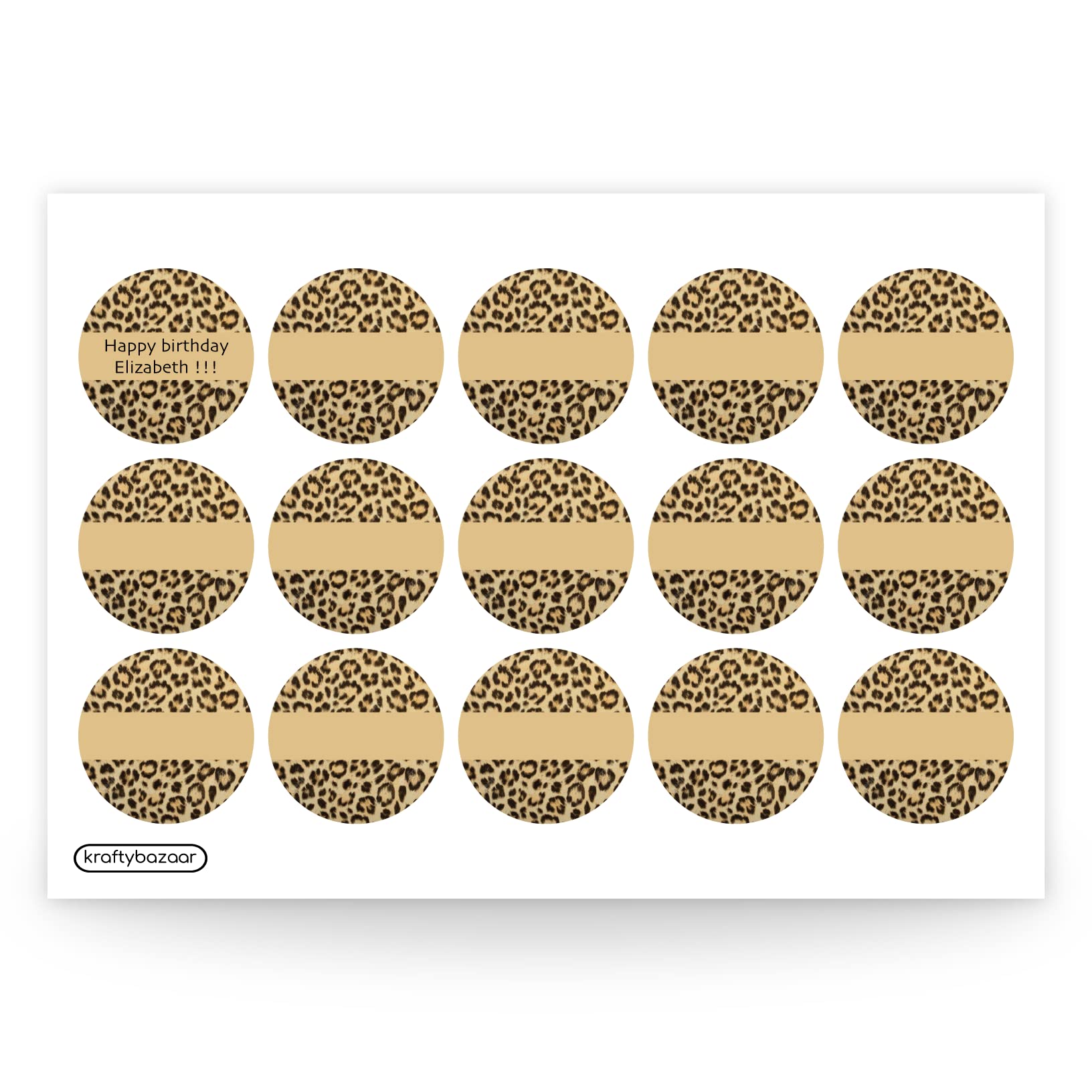 Custom Leopard Animal Pattern Paper Labels, 37mm Self-Adhesive Stickers, Multipack Stationery Craft Decor Labels (Pack of 180 Labels)