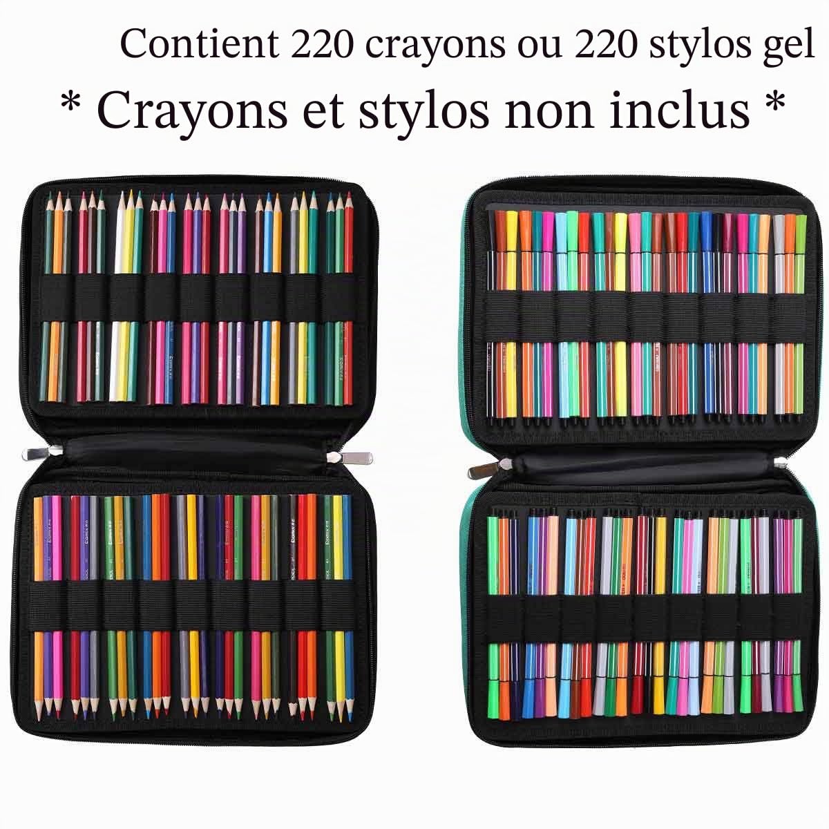 JAKAGO Grande Trousse Crayon de Couleur 220 Portable étanche avec Poignée Solide