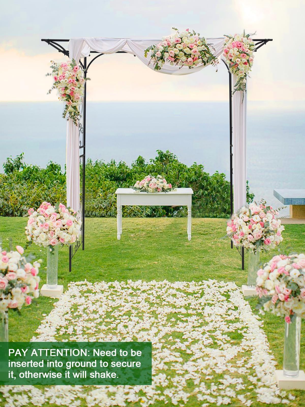 2M Arco da Giardino Sommità Piatta per Piante Rampicanti, Kalolary Arco Giardino Metallo Resistente Pergolato Traliccio Matrimoni Tunnel Giardino Tralicci Fiore Viti Supporto Cortile Patio all'aperto