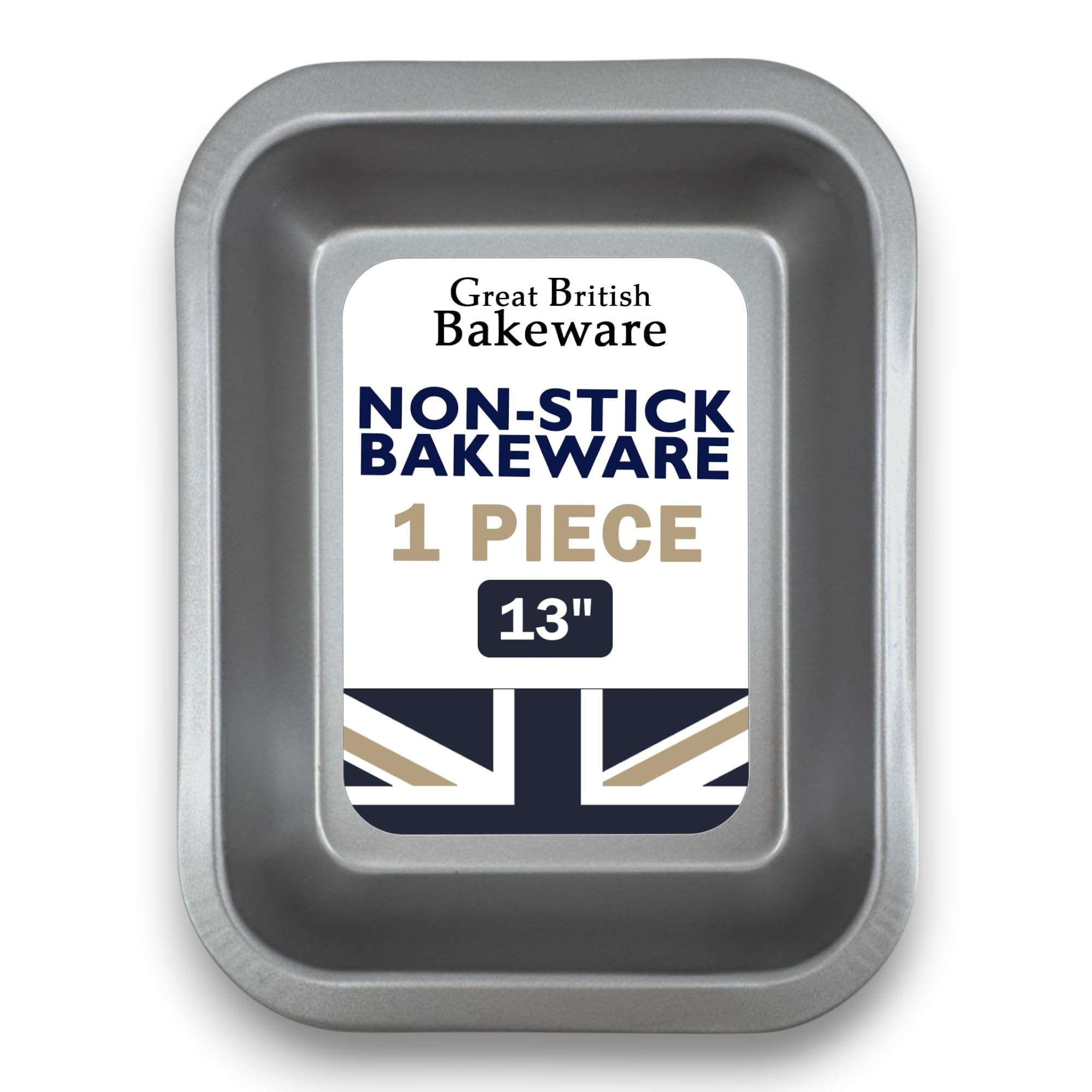 Great British Bakeware 13"/33cm Medium Superior Non-Stick Roasting Tin, UK Made, Baking Tin, Baking Trays Oven Non Stick Roasting Tray, Carbon Steel, PFOA & BPA Free Cookware,