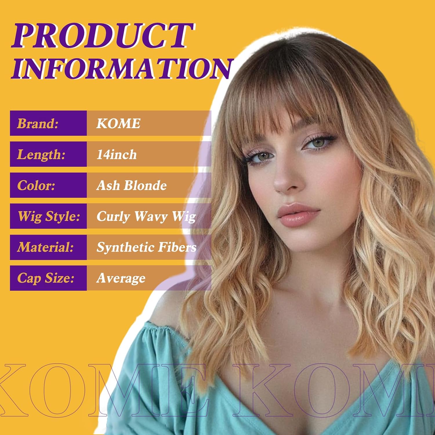 Curly Bob Wig with Bangs Short Wavy Ash Blonde Wigs for Women Lob Haircut Synthetic Heat Resistant Bob Wigs 14IN…