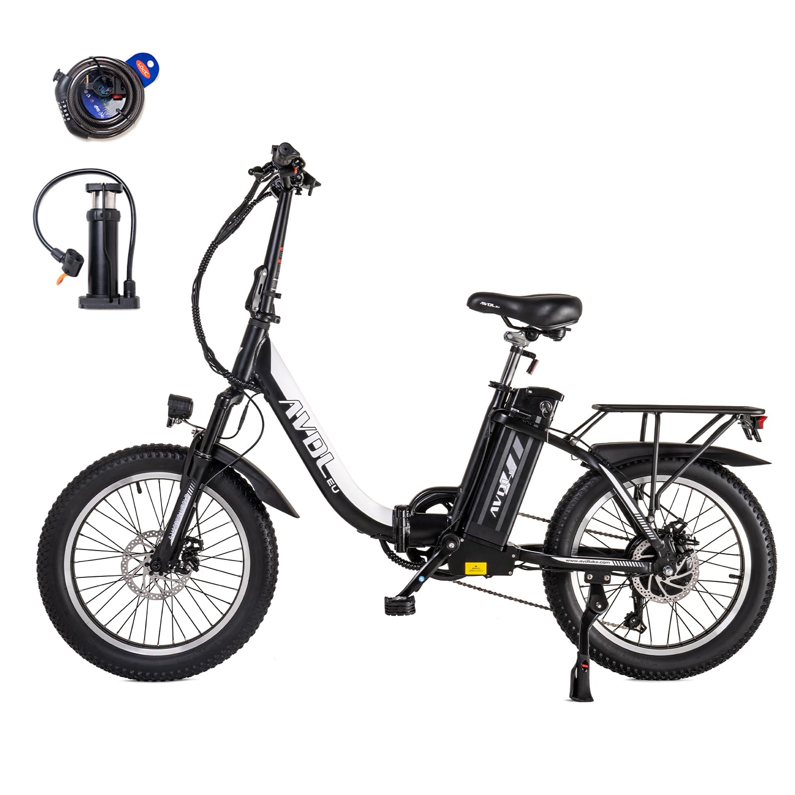 VDL Vélo électrique pliant, cadre en aluminium, moteur puissant, batterie 36 V 12,8 Ah, dérailleur à 7 vitesses, freins à disque avant et arrière, vélo électrique pliable pour ville et trajets en