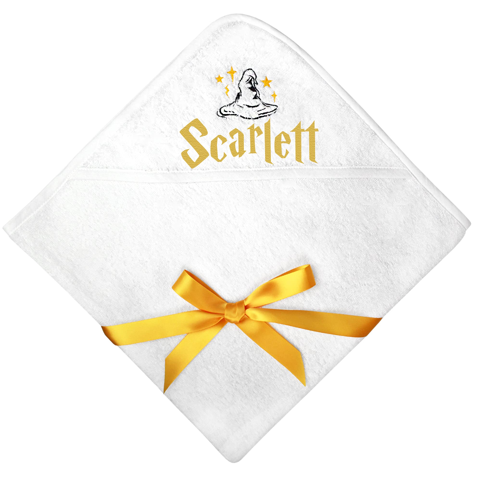 TeddyTs Personalised Wizard Hat Design White Hooded Baby Bath Towel