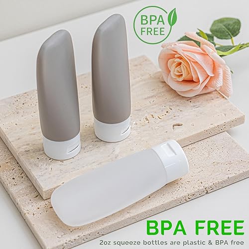 Miniatura 3 de DEWSENSI Juego de 20 botellas de viaje para artículos de tocador, aprobados por la TSA, a prueba de fugas, kit de recipientes de tamaño de viaje,