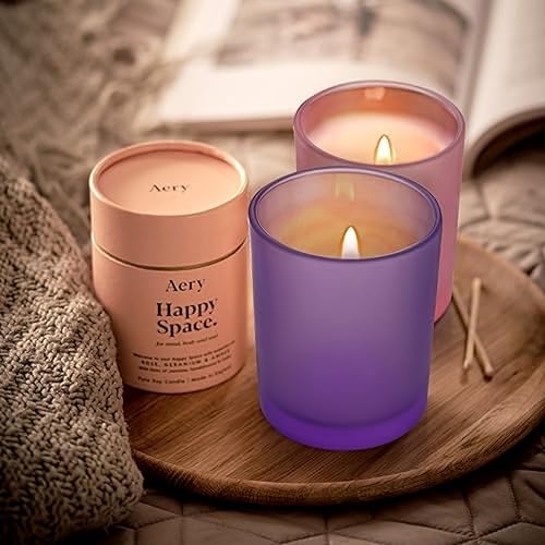 Miniatura 7 de SHOWIN Tarros de vela de vidrio de 10 onzas para hacer velas, 15 unidades, tarros de color rosa esmerilado con tapas de madera para tarros de