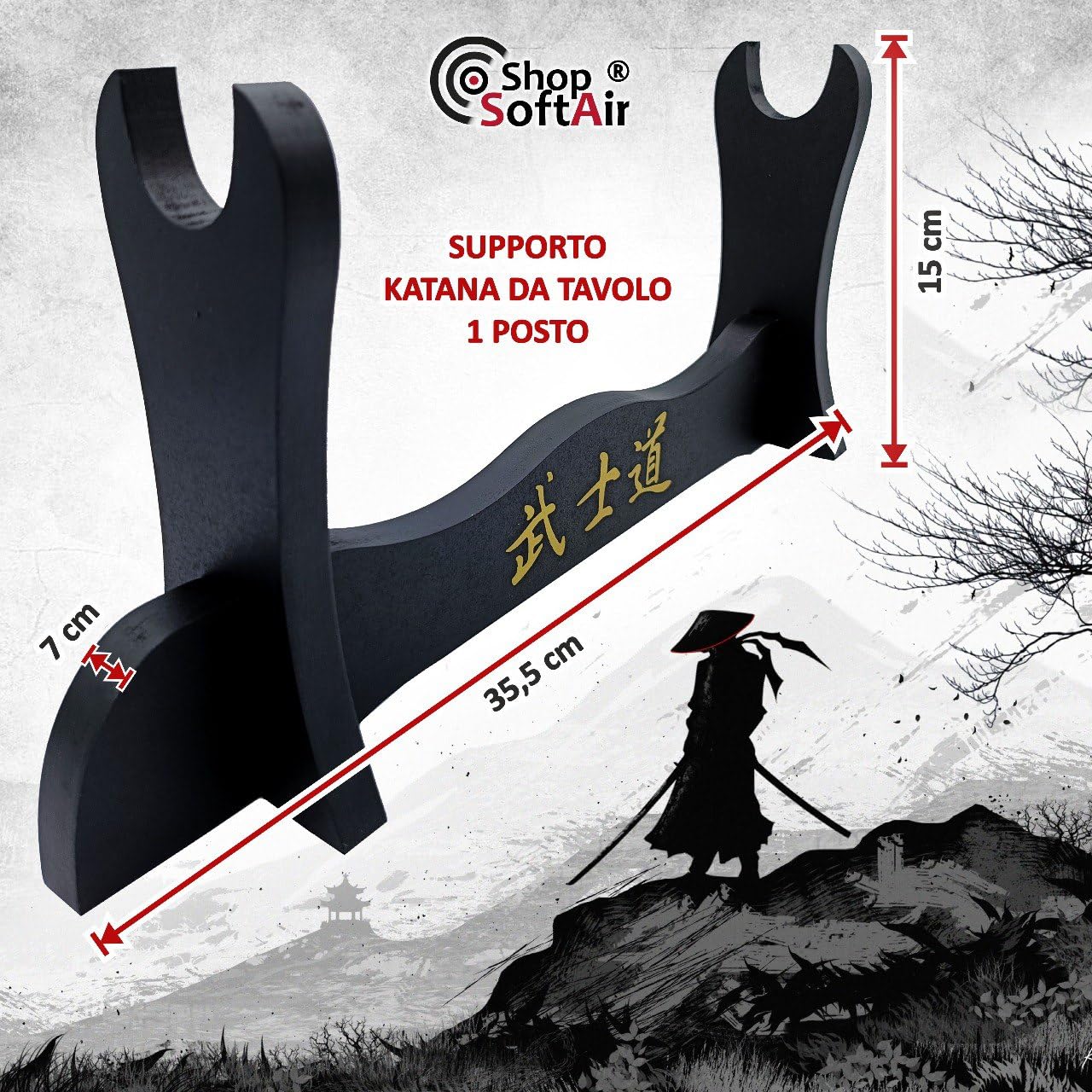 Supporto Piedistallo Espositore in Legno Katana 1 Posto Tavolo