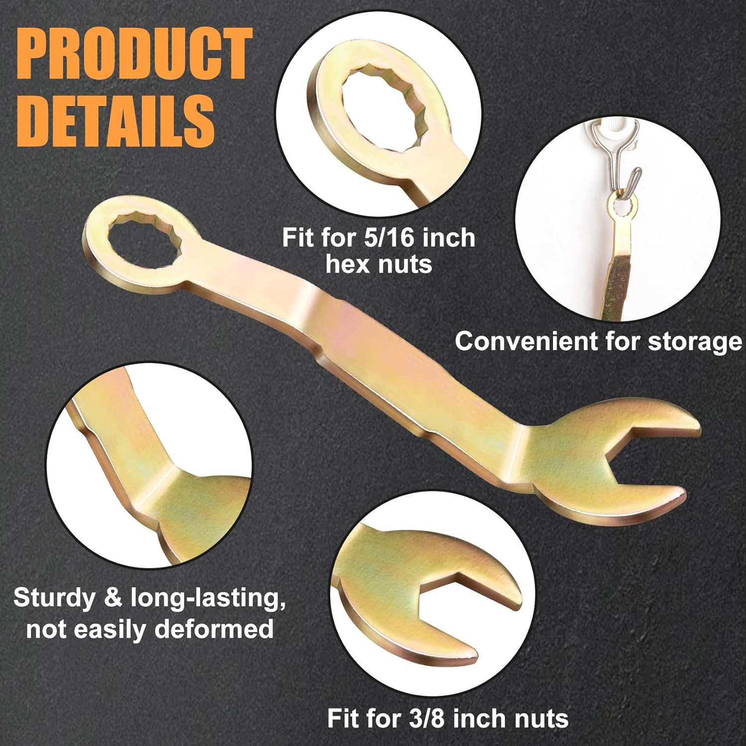 ANCIRS 2 Pcs Pocket Door Wrench, 3/8" Bi-Fold Open Wrench, N7164 Pivot Adjustment Wrench for Folding Door, Closet Door Tool for Sliding Door Hanger