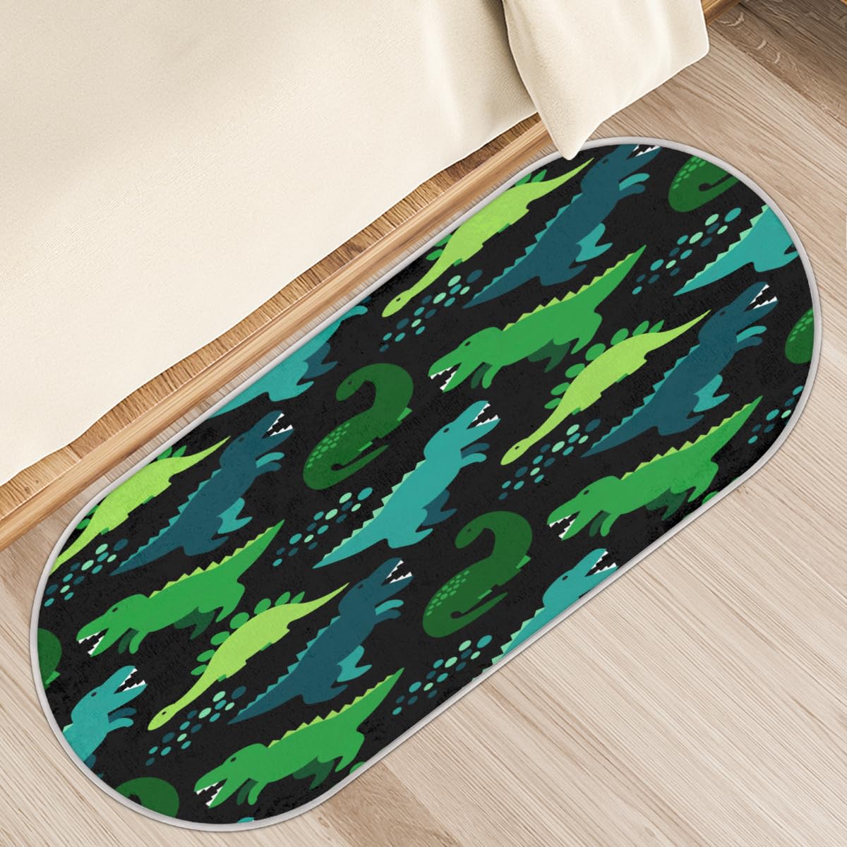 Tapis de sol antidérapant dinosaure vert 50x120 cm confortable et sécurisé