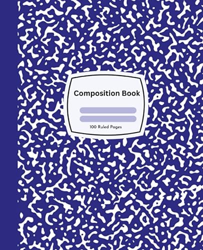 Composition Notebook, Marble Cover, 7.5 x 9.25 Inches, Ruled Pages Paperback, 100 Pages For School, Home or Office