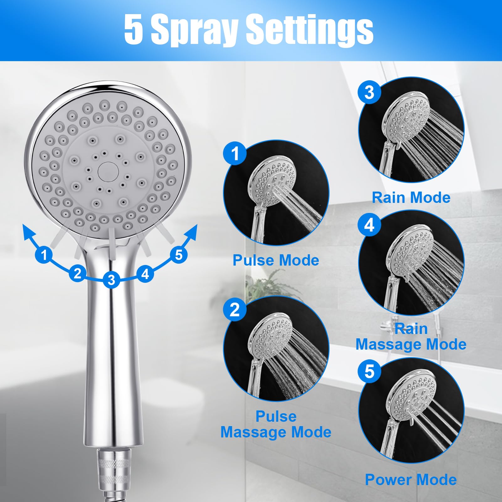 White Kit De Ducha De Mano Para Lavabo, Grifo De Baño, Cabezal De Ducha De Mano, Accesorio De Rociador De Manguera Para Fregadero Con 3 Modos De Rociado Para Lavado De Cabello