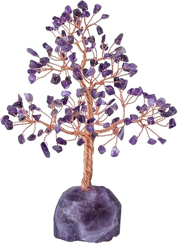 Miniatura 2 de SUNYIK Juego de árbol de dinero de piedra de amatista natural hecho a mano sobre base de amatista, árbol de la vida curativo, decoración para