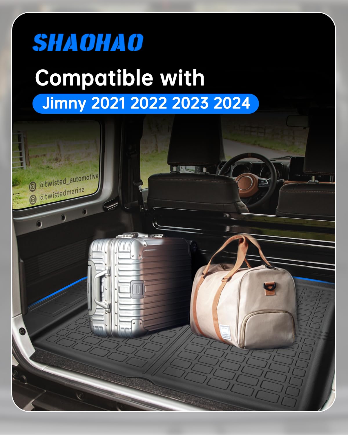 SHAOHAO kompatibel mit Suzuki Jimny 2021-2025 Auto Stiefel Schutz Matte Kofferraum Schutzmatte Auto Zubehör Stamm Stiefel Matten Pad Innen Wasserdicht Verschleißfest Suzuki jimny zubehör 2024