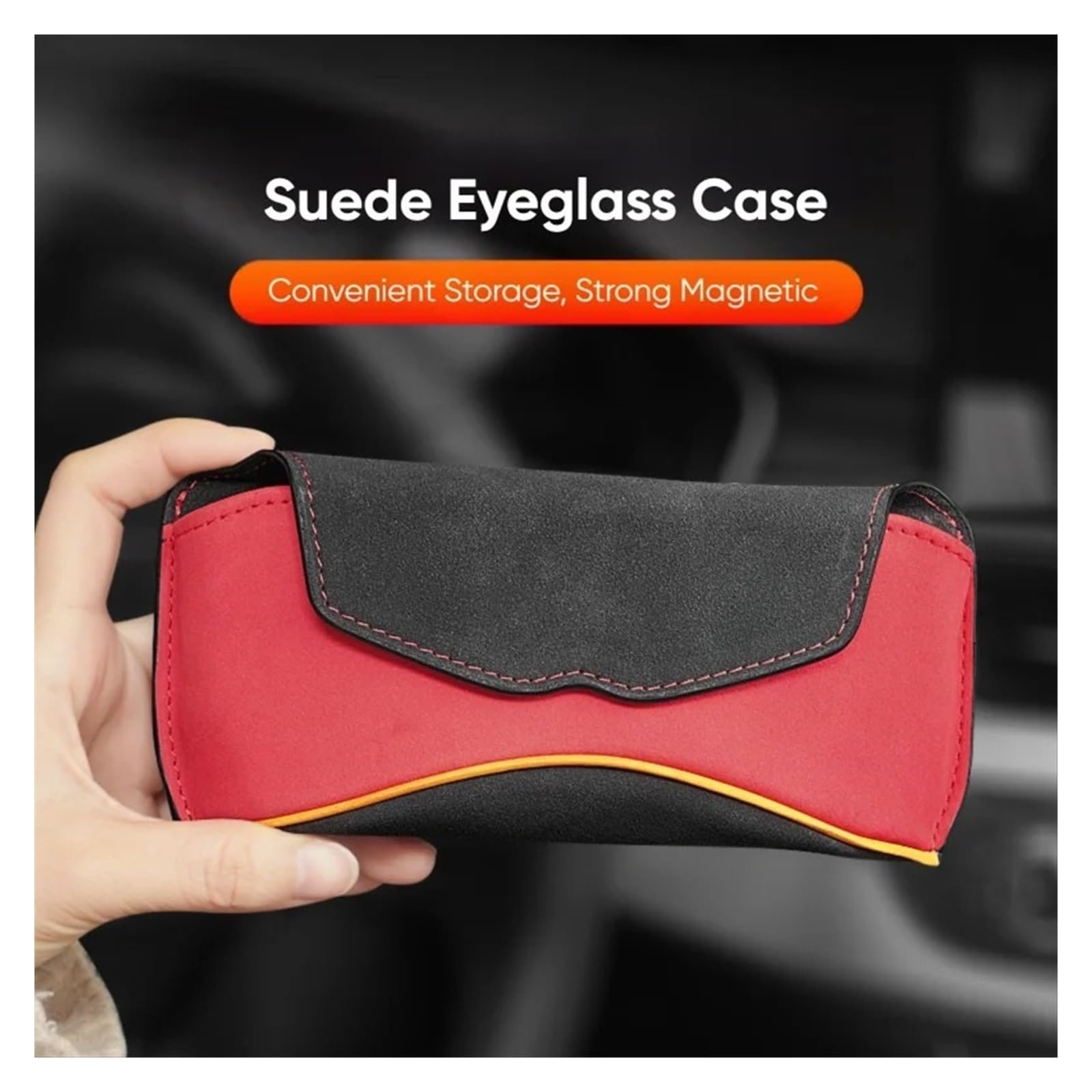 Support Universel Lunettes Auto Étui À Lunettes De Voiture en Daim Organisateur Rangement Boîte pour Pare-Soleil Soleil(Brown)