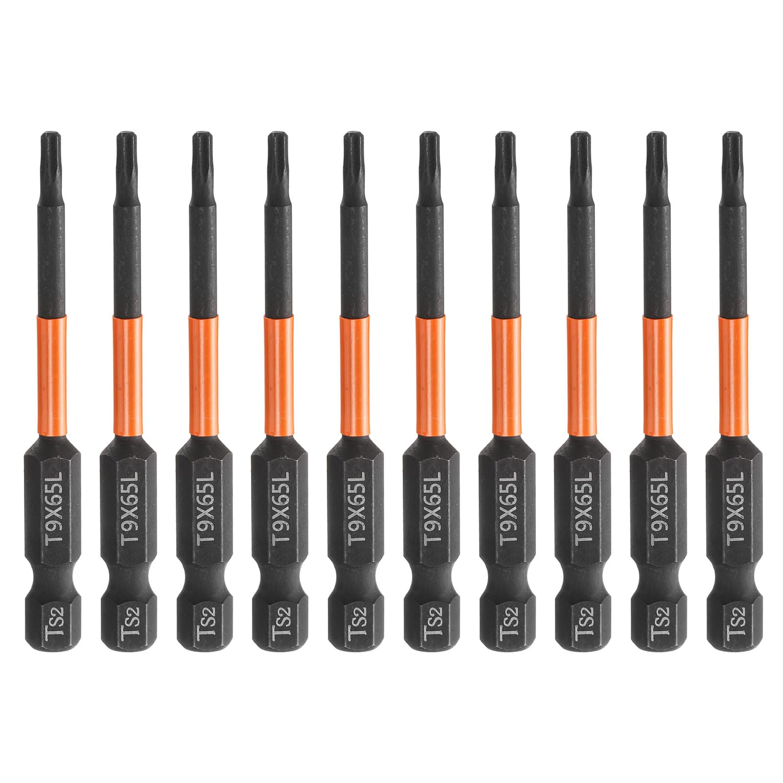 sourcing map 10pcs T9 Torx Head Screwdriver Bit 65mm Long 1/4" Hex Shank โ image 1