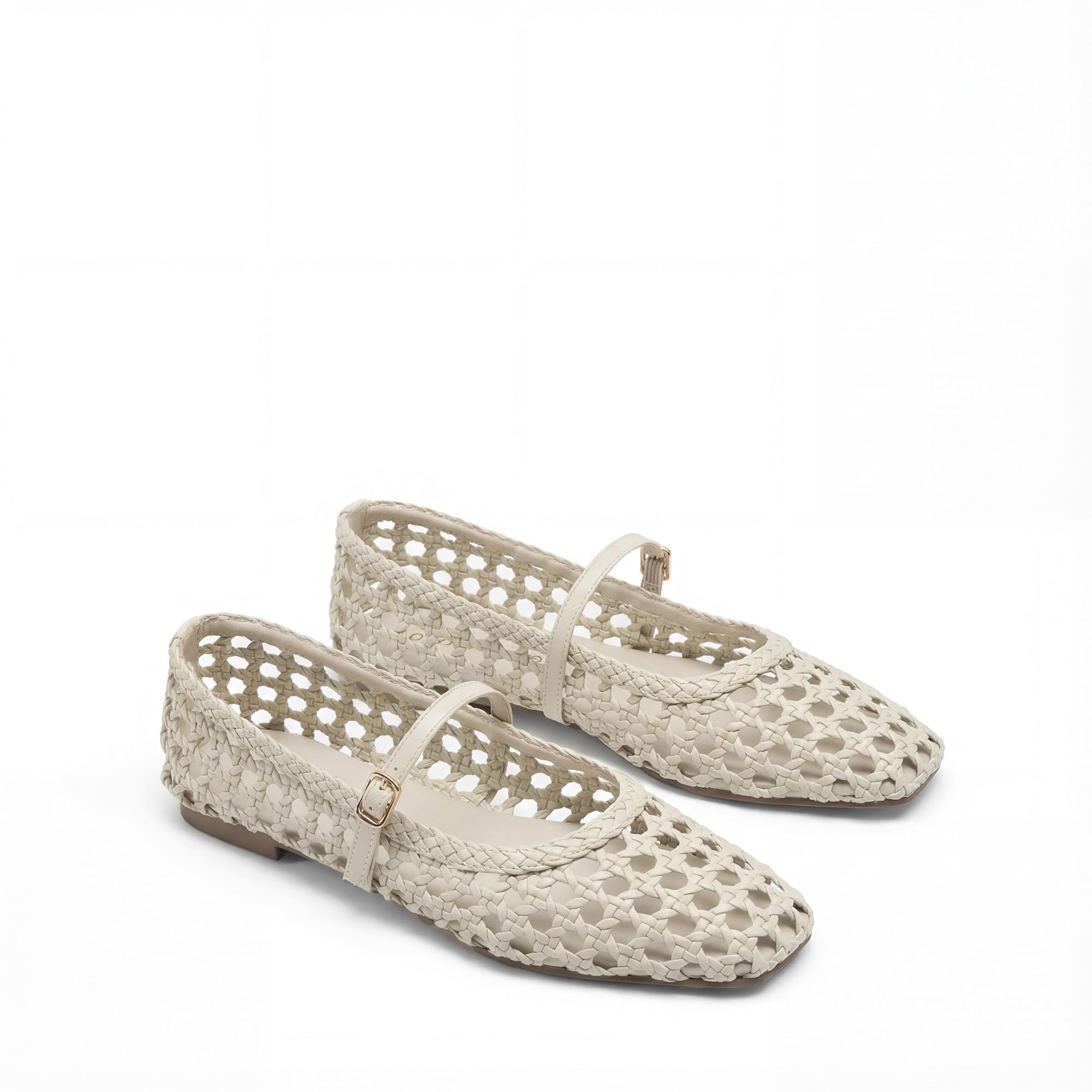DREAM PAIRS Ballerinas Damen Woven Ballerinas Mary Jane Flats Elegante Bequeme mit quadratischer Zehenpartie für Arbeit Freizeit Reisen Alltag