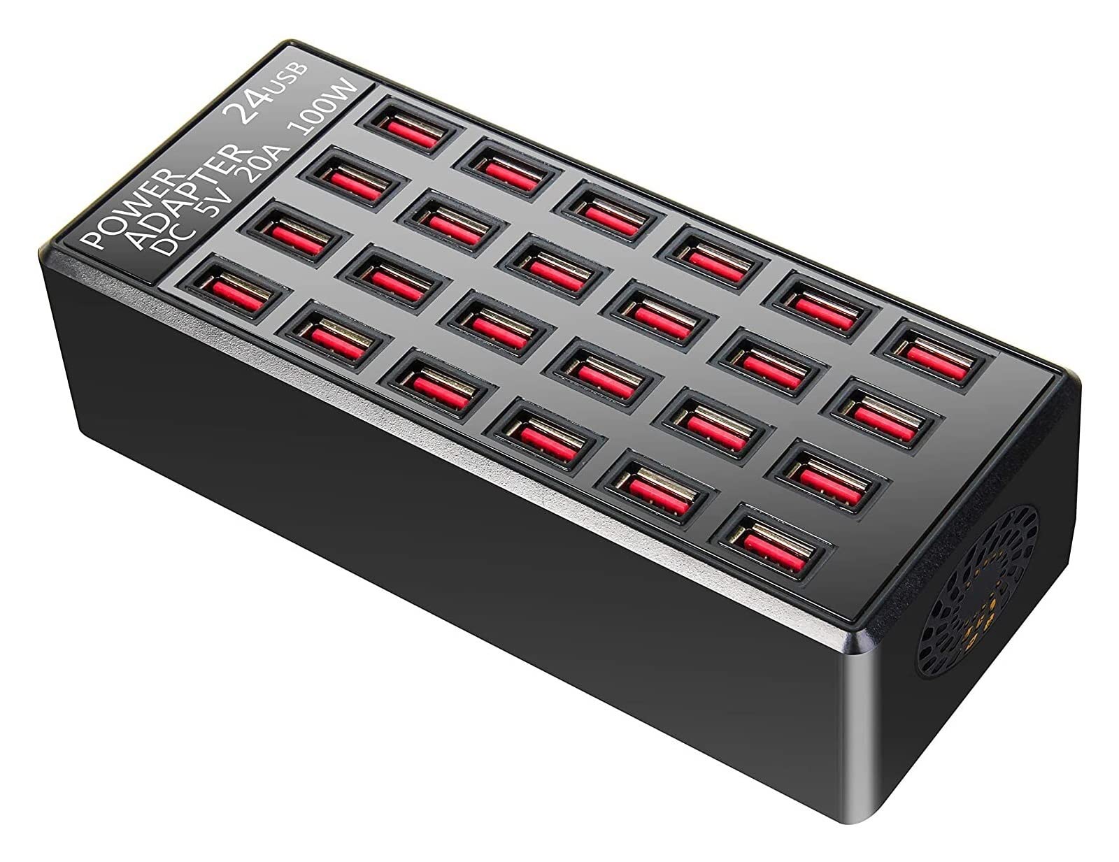 Cargador USB Multi-Puerto, Cargador USB de 100W y 24 puertos, estación de carga, adaptador de corriente de 5V, 20A, USB for teléfono móvil, carga rápida, concentrador USB, adaptador de corriente multi