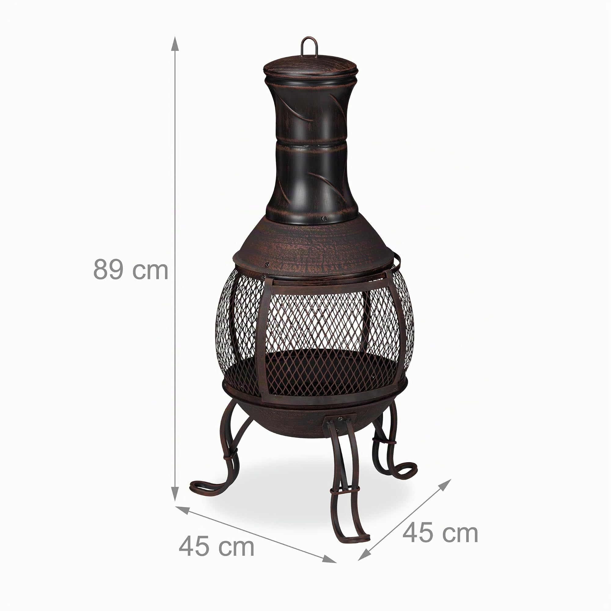 Relaxdays brasero Mexicain, tisonnier, Gril en Bois, Pare-étincelles, Jardin, terrasse, Antique, H 89 cm, Rouge-Bronze